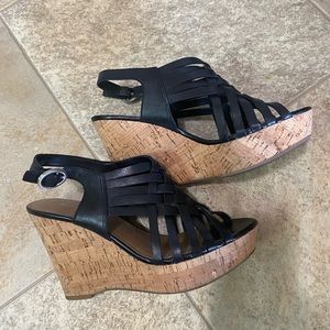 Black wedge sandals